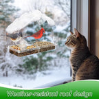 Outdoor Window Bird Feeder for Cats Viewing - Clear Bird Feeder with Strong Suction Cup, Cat Perch Accessories for Entertaining Watching, L