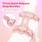 Wisedog Dog Harness Medium Sized, Pet Vest with Front Clip, Adjustable Puppy Harness with 3 Fast Release Buckles[Easy to Put on & Take Off] (Pink, XS)