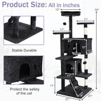 Cat Tree 70 Inches Cat Tower for Indoor Cats Multi-Level Cat Condo with Litter Box Enclosure,Scratching Posts for Indoor Cats (Dark Gray)