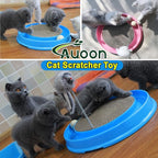 AUOON Cat Scratcher Toy with Ball Track - 3 in 1 Interactive Cat Toy, Cat Scratch Pad with Cat Ball Toy and Plush Cat Mouse Toy for Indoor Cats and Kittens (Milk Shake)