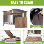 GUTINNEEN Large Heated Dog House Outdoor Insulated Dog Kennel Weatherproof Dog Shelter with Safe Heating Pad, Thermal Liner, Rotatable Spill-Proof Bowl for Large Dog Breeds, 39.7"L x 25.5"W x 32.2"H