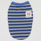 LOPHIPETS 100% Cotton Striped Dog Shirts for Small Dogs Chihuahua Puppy Clothes Tank Vest-Blue and Gray Strips/S