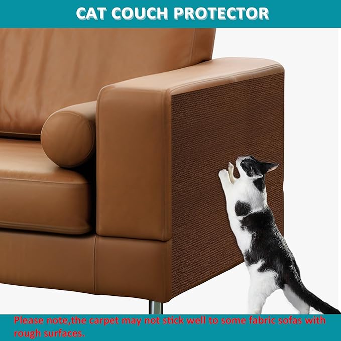 Cat Wall Scratcher，Couch Corner Protectors for Cats，78.7 * 15.8in Adhesive Carpet Remnants Roll，Sticky Furniture Scratch Guards(Brown)