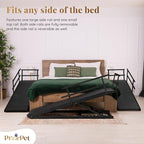 Dog Ramp for Bed with Safety Rails for High Beds up to 37" – Extra Wide 19.5" Adjustable Dog Bed Ramp for Large Dogs up to 200 lbs – Solid Birchwood, Non-Slip Rubber Surface, Foldable Design – Black
