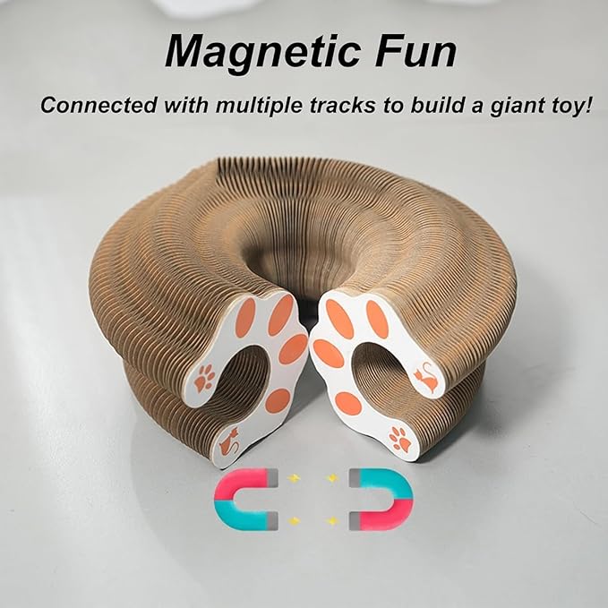 2PC Kitlty Kurliz Cat Toy,Magic Organ Cat Toy, Foldable Recyclable Cat Accordion Toy for Indoor Cat Playing,Interactive Scratch Pad with Toy Ball