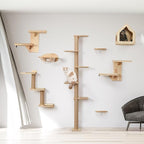 FUKUMARU Wall-Mounted Cat Tree for Small & Medium Cats, 5-Tier Tall Cat Climbing Tower with Scratching Post, Indoor Cat Wall Shelves for Climbing, Scratching & Lookout