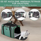 BAGLHER Expandable Cat Carrier with Travel Litter Box, Pet Travel 5 Sides Open Doors 3 Sides, Leak-Proof and Collapsible, for Car, Airplane Trip, Green