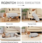 ROZKITCH Dog Winter Coat Soft Pullover Pajamas, Pet Windproof Warm Cold Weather Jacket Vest Cozy Jumpsuit Apparel Outfit Clothes for Walking Sleep Grey 3XL