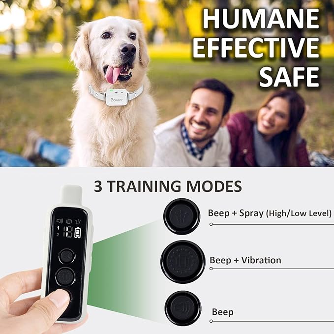 Citronella Dog Collar with Remote, Safer 3 Modes Spray/Vibration/Beep Dog Training Collar, Humane No Shock Citronella Bark Collar, Rechargeable 1000ft Range Spray Dog Collar -Only Works with Remote