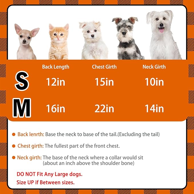 PUPTECK Plaid Fall Dog Shirt, Cute Puppy Cat Polo T-Shirt, Soft Pet Clothes Boy for Small Medium Dogs, S