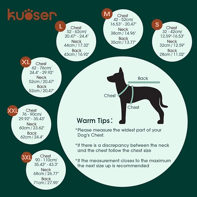 Kuoser Dog Coat, Super-Warm Dog Jacket Windproof Pet Cold Weather Coats for Extra Large Dogs, Fleece Lining Quilted Turtleneck Puppy Snowsuit Reflective Adjustable Doggie Winter Clothes, Pink, 3XL