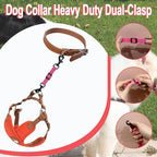 2 Pcs Dog Collar Safety Clips with Double Ended Clasps | Adjustable Collar Backup Clip for Dog Harness & Collars Connectors, Training for Walking, Running, and Hiking, Safety Clip - Pink