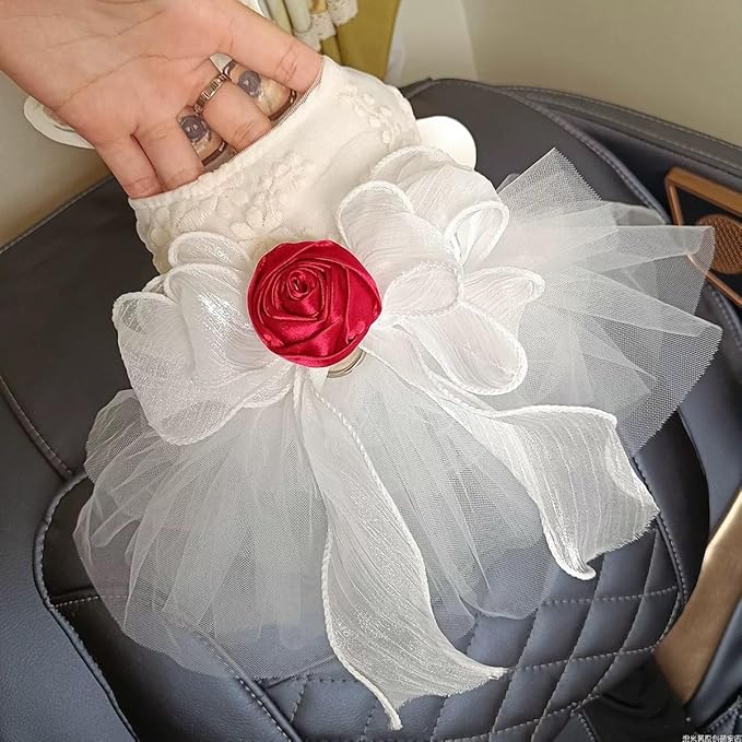 Furbabycare® Elegant Sweet Fashion Puppy Dog Blingbling Princess Skirt Pet Dog Lace Cake Camisole Tutu Dress F-White X-Small