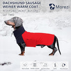 Dachshund Dog Coats Jacket fit for Dachshunds Corgi Weiner Reversible Winter Coat Padded Cotton Lining high Collar Dog Suit in Autumn Winter - Red - XS