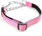 Martingale Dog Collar Wide 2.5CM(0.98inch) Reflective Nylon with Stainless Steel Chain Dog Collar Comfortable Soft M-(doginchs neck15-19inches)