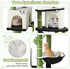 Erinnyees Cat Tree, 71.3 Inches Cat Tower for Indoor Cats with Panda Design, Spacious Cute Kitty Condo with Sisal Scratching Post, Cozy Hammock and Multi-Level Platform, Stylish Pet Furniture