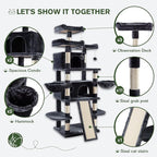IMUsee 68 Inches Multi-Level Large Cat Tree for Large Kitties/Big Cat Tower with Condo/Cozy Plush Perches/Sisal Scratching Posts and Hammocks/ ‌Feline Activity Center Play House/Smoky Grey
