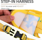 PUPTECK Dog Harness and Leash Set for Small Medium Dogs No Pull Step-in Soft Mesh Puppy Cat Vest Harnesses Reflective at Night, Yellow Lemon, M