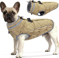 Dog Coat, Warm Dog Winter Coat for Medium Dogs, Waterproof Jacket with Harness Built in, Reflective Turtleneck Cold Weather Coats with Zipper,Pet Fleece Vest Snow Jacket, Brown M