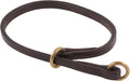 Alvalley Flat Leather Slip Dog Collar - Super Soft Durable Strong Hand Stitched Leather Dog Collar - Suitable for Training & Walking (Brown, 16in Length, 5mm Thickness)