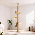 Floor-to-Ceiling Cat Tree Height Adjustable (55-115in) | 4-Level Heavy Duty Cat Activity Center with Scratching Posts, Jump Platforms, Hammock | Space-Saving Tall Cat Tower for Indoor Cats