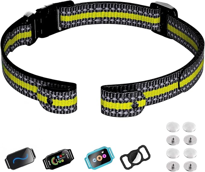 Aikko Dog Shock Collar Replacement Strap, Reflective Comfortable Nylon Collar for Shock Training Collar, Widely Compatible with Most Bark Collar Receiver for All Breeds Sizes, Yellow