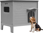 Rockever Dog House Outdoor Indoor for Small Medium Dogs, Plastic Elevated Outdoor Dog House Waterproof Dog Kennel with Window, Easy Clean and Assemble(M)