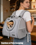 Pet Dog & Cat Chest Carrier Backpack,Adjustable Ventilated Carrier for Small Dogs Cats,Front Facing Puppy Carrier Backpack,Lightweight Doggy Backpack for Travel Hiking Outdoor (Heather Grey)