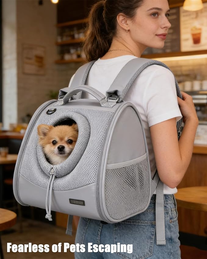 Pet Dog & Cat Chest Carrier Backpack,Adjustable Ventilated Carrier for Small Dogs Cats,Front Facing Puppy Carrier Backpack,Lightweight Doggy Backpack for Travel Hiking Outdoor (Heather Grey)