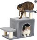 Happi N Pets Dog Stairs with Cat Scratching Post & Large Condo, Stable Pet Steps for High Beds Couch, 3 Combinations Cat Ramp Tree Tower for Cats or Small Dogs, Removable Cushion & Bonus Toy, Gray