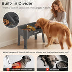 URPOWER Mess Proof Elevated Dog Bowls 4 Height Adjustable Raised Stand with No Spill Water Bowl and Slow Feeder Dog Bowls Non-Slip Food and Water Bowl Set for Small, Medium & Large Dogs