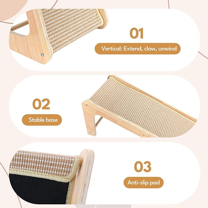 Sisal Cat Scratching Post, Cat Scratcher Pad, L Shape Cat Scratch Pad for Indoor Kitty, 27 Inch Vertical Furniture Protector