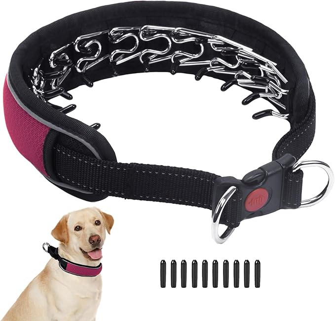 Martingale No Pull Dog Collar for Large Medium Dogs Training Walking, Heavy Duty Nylon Reflective Adjustable Anti Pull Slip Collar with Buckle S Wine Red