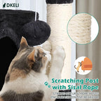 Dkeli Cat Tree for Indoor Cats Condo Tower with Scratching Post Tease Ball Perches Platform Small and Medium 54 Inch Multi-Level, Dark Gray