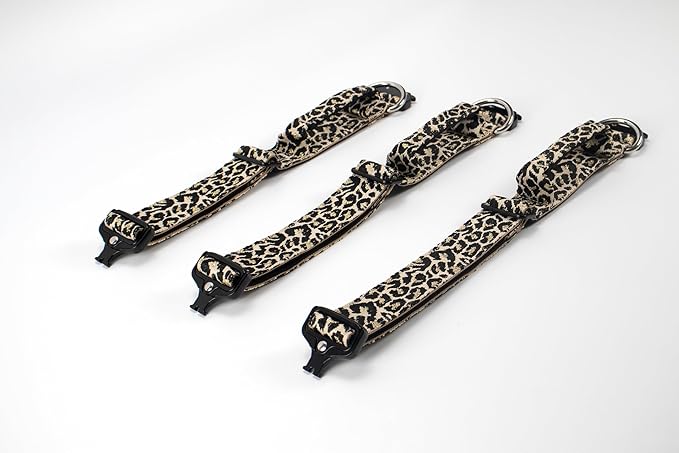 Heavy Duty Dog Collar with Unique Leopard Totem Design Adjustable Durable Nylon Collar, Metal Buckle for Large Dogs Bold Style for Training & Outdoor Adventures (Gold Leopard M)