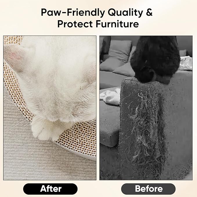 NATUYA Oval Cat Scratcher Bed, Modern Cat Scratching Bowl Bed, Durable Kittens Scratching Board Corrugated Lounge, Furniture Protector