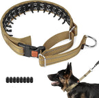 Mayerzon Martingale No Pull Collar for Medium Large Dogs German Shepherd Doberman Pitbull, Patented Anti Pull Correction Dog Collar for Walking Training, Reflective, Adjustable, Hidden(M/L, Khaki)
