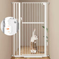 59” Extra Tall Pet Gate, Durable Metal Cat Gate with Double Safety Lock & Walk Thru Door - Self Closing/Stay Open/Open Both Ways, Pressure Mounted Dog Gate for Indoor Stairs, Doorways, Hallways