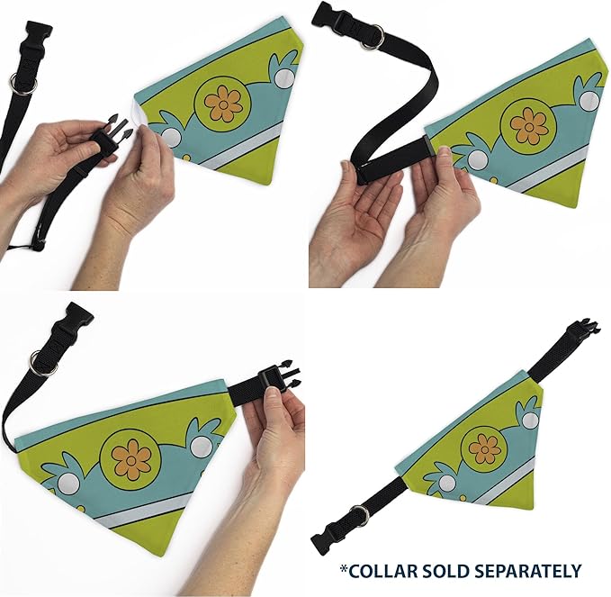 Scooby Doo Pet Bandana Scooby Doo The Mystery Machine Logo Blues Yellow Orange Slip On Collar Bandana Only