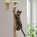Weysat Cat Tree with 2 x 59.1 Inch Climbing Rope Wall Mounted Cat Climbing Tower Toy with Scratching Post Kitten Rope Ladder with Jumping Platform Wall Steps for Playing and Rest(Wood,Classic)