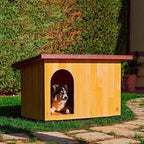 Ferplast Dog Kennel House BAITA 100 in FSC Wood, Insulating Plastic Feet, Aluminium Chew-Proof Door, Opening Roof