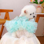 Furbabycare® Elegant Sweet Puppy Dog Blingbling Princess Skirt Pet Dog Lace Cake Camisole Tutu Dress A-Green X-Small