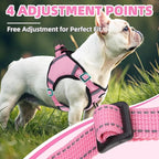 PUPTECK No Pull Dog Harness Small Sized Dog, Adjustable Reflective Escape Proof Easy Control, Comfortable Soft Padded Step in Pet Vest Harness, Pink, S