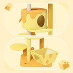 Happy & Polly Cat Tree, Cats, 53.2x22.4x18.1 Inches, All Breed Sizes, Climbing, Indoor, Wood and Sisal, Floor Mount, Modern