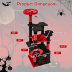 Tangkula Gothic Cat Tree, Halloween Cat Tower with Sisal Scratching Posts & Board, Spooky Bat-Shaped Platforms, Spider Toy, Devil Ear-Shaped Perch, Goth Cat Tree w/Large Hammock & Condo, Black & Red