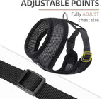 PUPTECK Soft Mesh Dog Harness and Leash Set Pet Puppy Cat Comfort Padded Vest No Pull Harnesses, Solid Black, XS