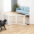 Dog Fence Indoor,Dog Gate Indoor for Doorway pet gate -4-Panel Freestanding, Hallways, House or Stairs -80x24-Inch Retractable Foldable Expandable Wood Pet by SFJC (White)