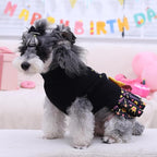 CuteBone Core Spun Birthday Dog Sweater Dress for Small Dogs Girl, Turtleneck Embroidery Medium Dog Sweater with Leash Hole, Dog Coat for Chihuahua Yorkie Teacup DS105L