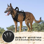 WINGOIN Black Tactical Dog Harness for Medium Dogs, Heavy Duty No Pull Dog Harness with Handle, Adjustable Reflective Military K9 Pet Vest for Pitbull, Female, Male, Walking, Training, Hunting (M)
