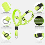 Weesiber Soft Dog Head Collar - Adjustable Dog Head Harness, Padded No Pull Head Halter Collar with Reflective Safety Strip for Training and Walking(Green,L)